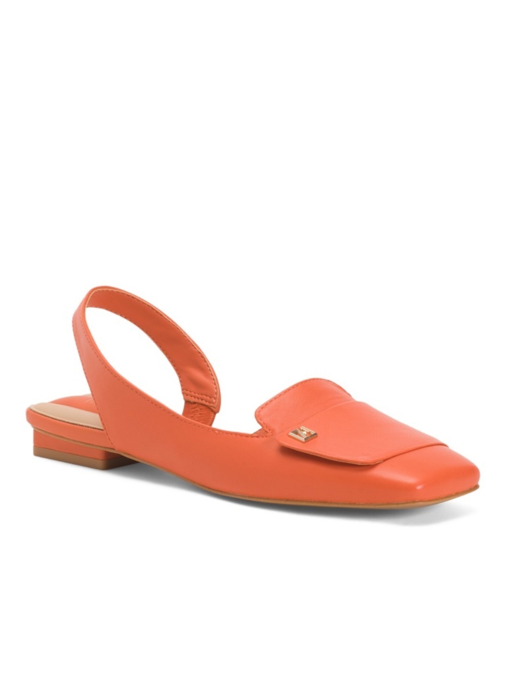 Franco Sarto Orange Leather Tegan Slingback Flats NWT